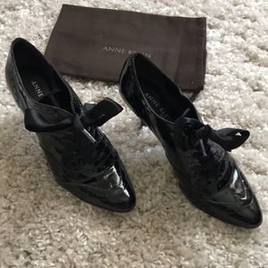 Anne Klein black patent leather booties